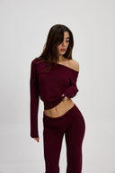 Bordo Asimetrik Bluz