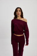 Bordo Asimetrik Bluz