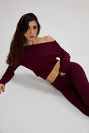 Bordo Asimetrik Bluz