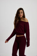 Bordo Asimetrik Bluz