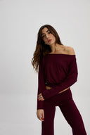 Bordo Asimetrik Bluz