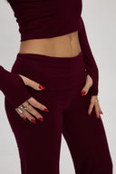 Bordo Düz Kesim Pantolon