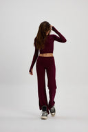Bordo Düz Kesim Pantolon