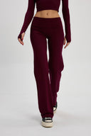 Bordo Düz Kesim Pantolon