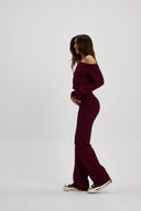 Bordo Düz Kesim Pantolon
