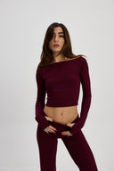 Bordo Kayık Yaka Bluz