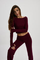 Bordo Kayık Yaka Bluz