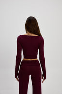 Bordo Kayık Yaka Bluz