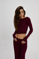 Bordo Kayık Yaka Bluz