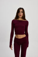 Bordo Kayık Yaka Bluz